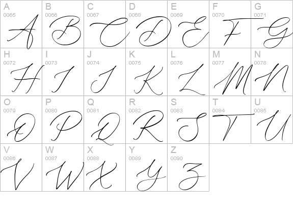 Rellington Handwritten Font uppercase A-Z preview