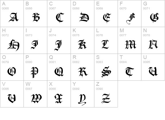 RememberReinerFS uppercase A-Z preview