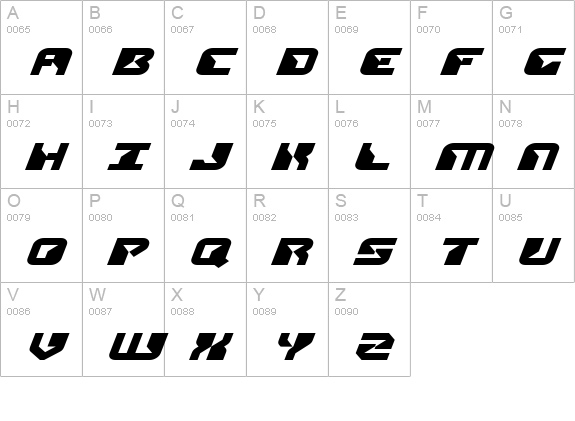 Replicant Expanded Italic uppercase A-Z preview