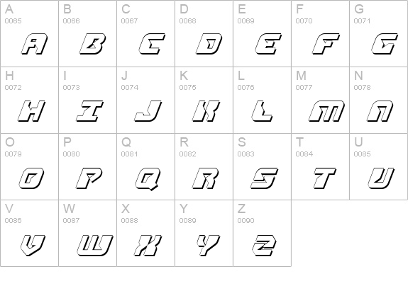 Replicant Shadow Italic uppercase A-Z preview