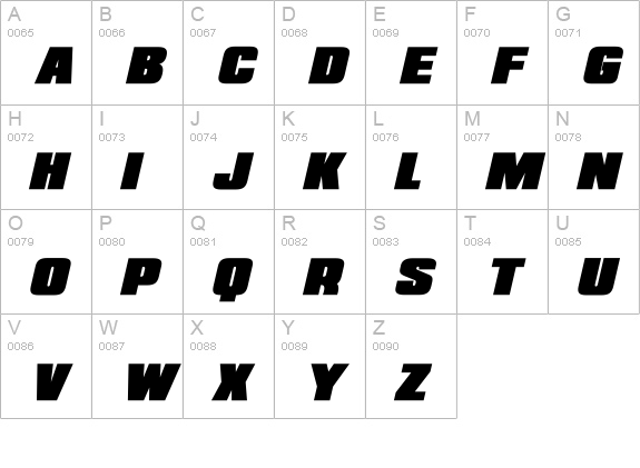 Republica Minor Bold Italic uppercase A-Z preview