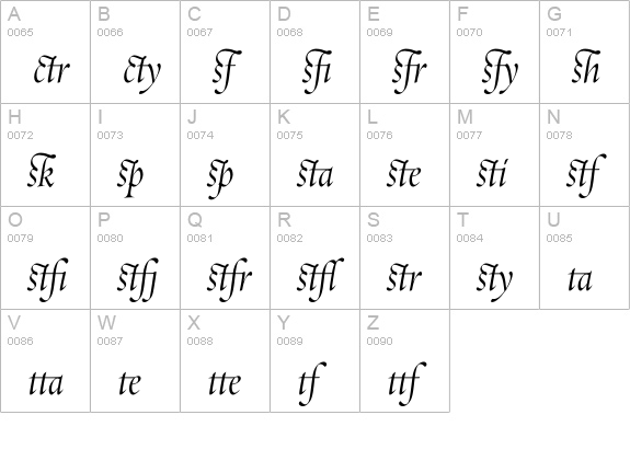 RequiemFine-HTF-ItalicLigs uppercase A-Z preview