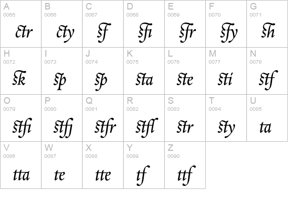 RequiemText-HTF-ItalicLigs uppercase A-Z preview
