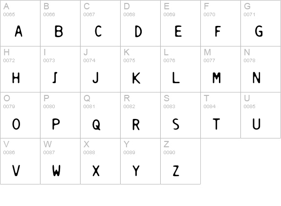 Resbaloso uppercase A-Z preview