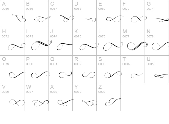 Respective Swashes Slanted uppercase A-Z preview