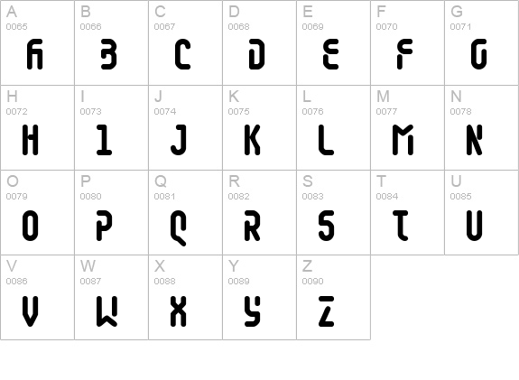 Retaliator uppercase A-Z preview