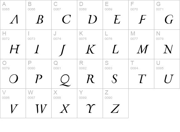 RetrospectaItalic uppercase A-Z preview