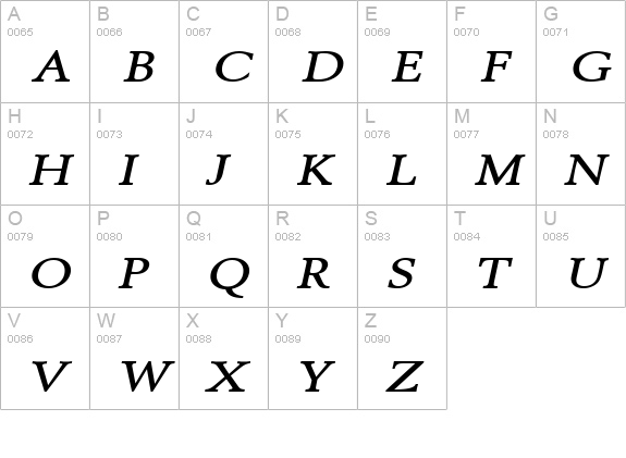 Revive 8 Wide BoldItalic uppercase A-Z preview