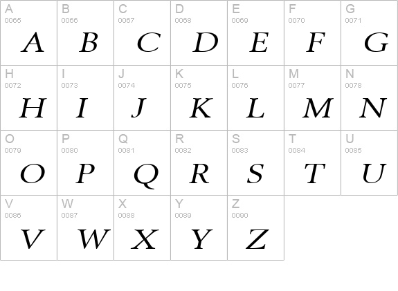 Revive 8 Wide Italic uppercase A-Z preview