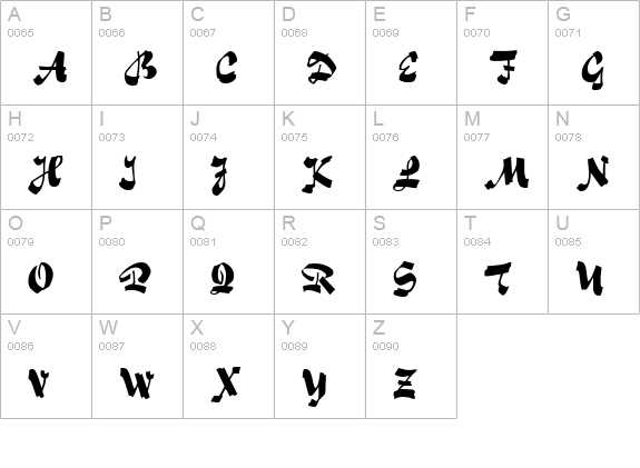 Rhapsodie uppercase A-Z preview