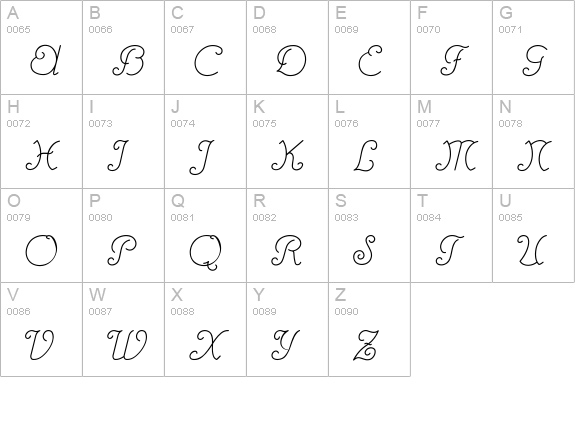 RhumbaScript uppercase A-Z preview