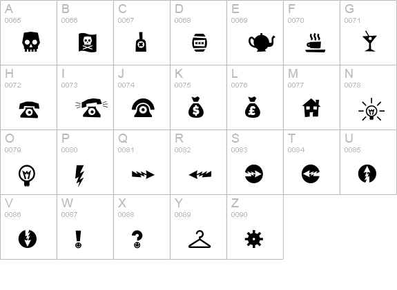 RiansDingbats-Four uppercase A-Z preview