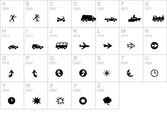 RiansDingbats-Three uppercase A-Z preview