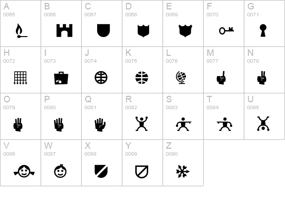 RiansDingbats-Two uppercase A-Z preview
