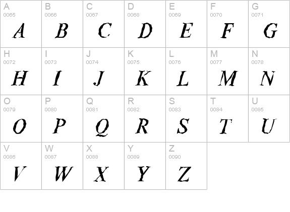 RiccioneRandom-Italic uppercase A-Z preview