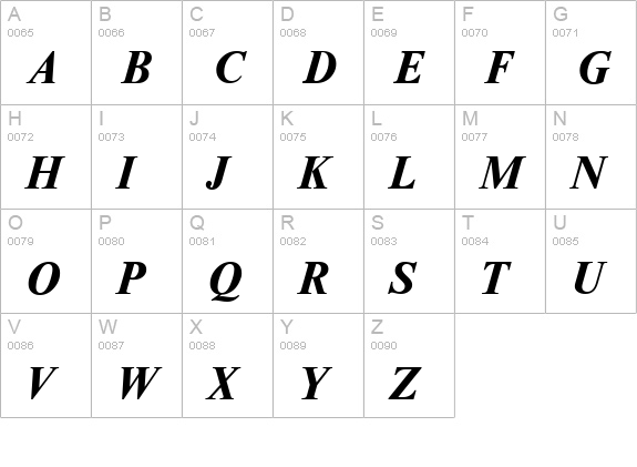 RiccioneSerial-BoldItalic uppercase A-Z preview
