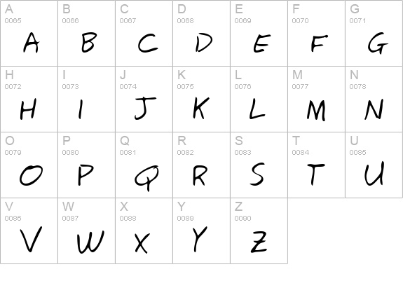 RickysHand Regular uppercase A-Z preview