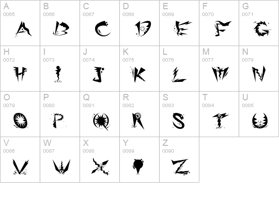Ridicule uppercase A-Z preview