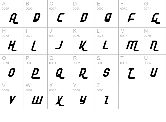 Ro'Ki'Kier Expanded Italic uppercase A-Z preview