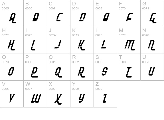 Ro'Ki'Kier Laser Italic uppercase A-Z preview