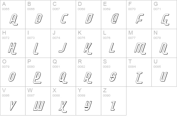Ro'Ki'Kier Shadow Italic uppercase A-Z preview