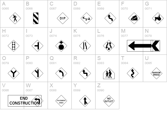 RoadWarningSign uppercase A-Z preview
