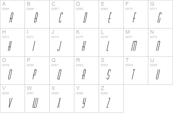 RobaloSCapsSSK Italic uppercase A-Z preview