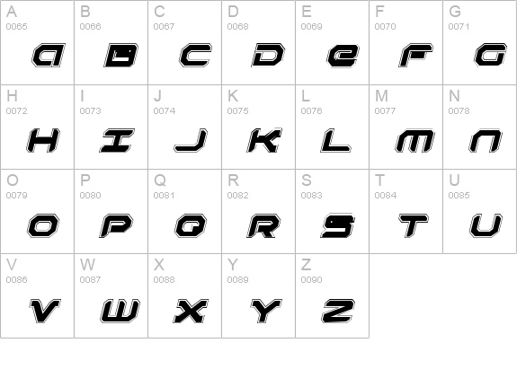 Robotaur Academy Italic uppercase A-Z preview