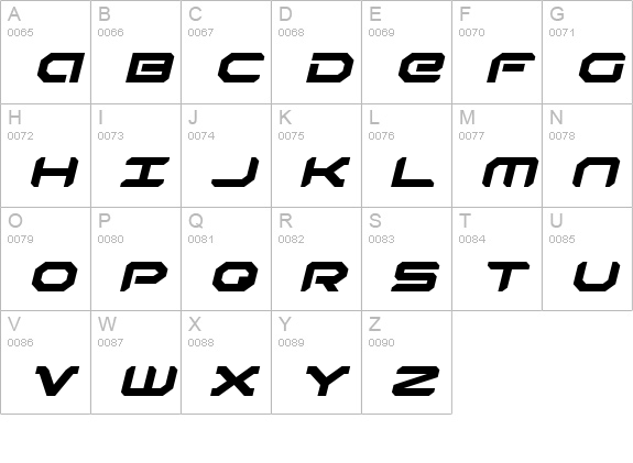 Robotaur Expanded Italic uppercase A-Z preview