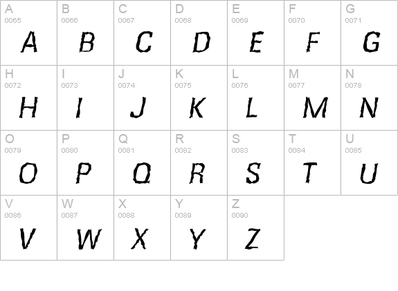 RochesterRandom-Italic uppercase A-Z preview