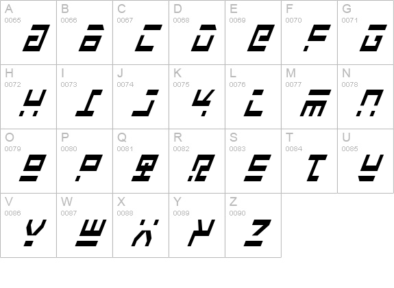 Rocket Type Cond Italic uppercase A-Z preview