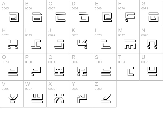 Rocket Type Shadow uppercase A-Z preview