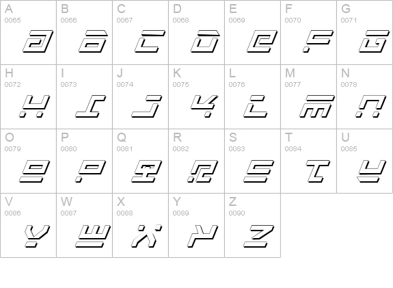 Rocket Type Shadow Italic uppercase A-Z preview