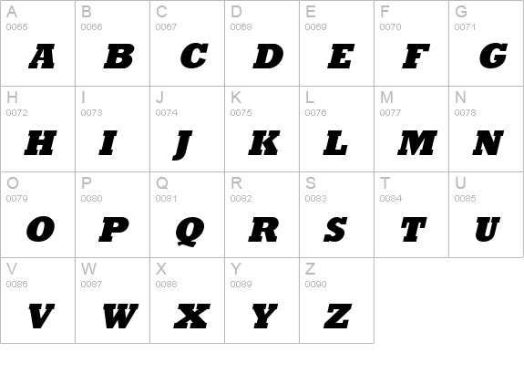 Rockney Extrabold Italic uppercase A-Z preview