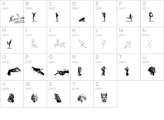 Rodin Extras uppercase A-Z preview