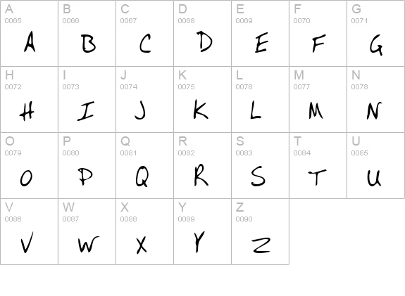 RogersHand Regular uppercase A-Z preview