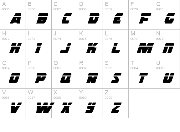 Rogue Hero Laser Italic uppercase A-Z preview