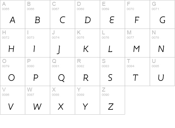 Roice-LightItalicSC uppercase A-Z preview