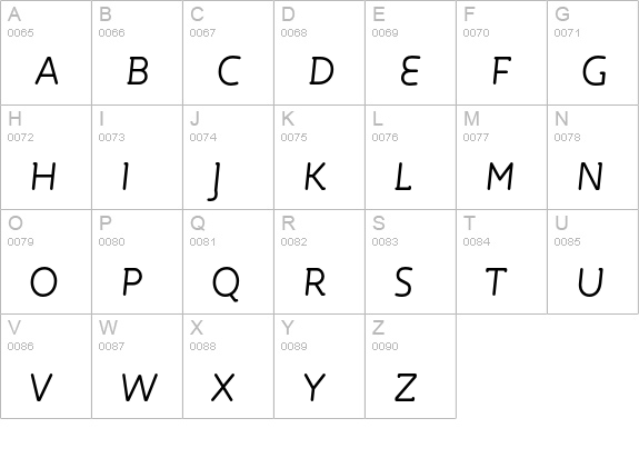Roice-RegularItalic uppercase A-Z preview