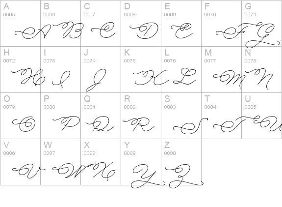Rolling Pen Curly uppercase A-Z preview