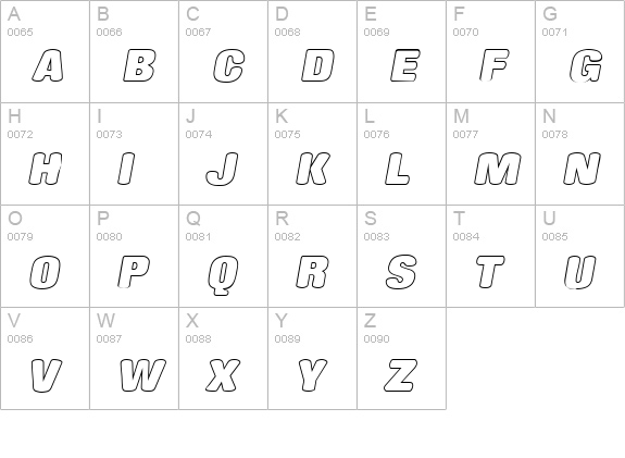 RollingOutline Italic uppercase A-Z preview