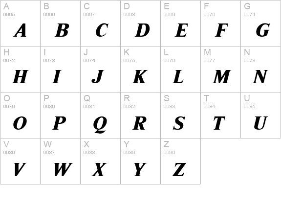 Roman uppercase A-Z preview