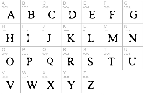Roman Acid uppercase A-Z preview