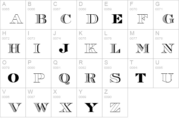 Roman38-Sample uppercase A-Z preview