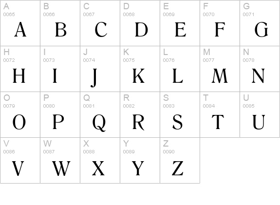 Romana uppercase A-Z preview