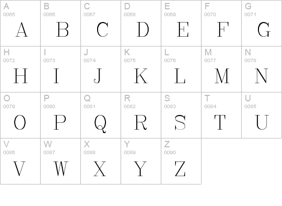 RomanC uppercase A-Z preview