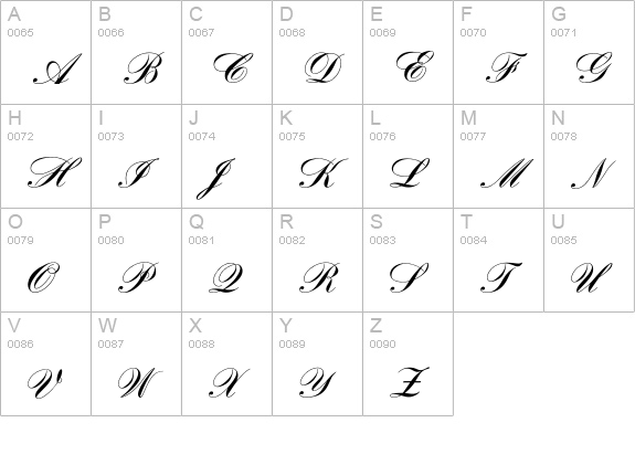 Romance uppercase A-Z preview