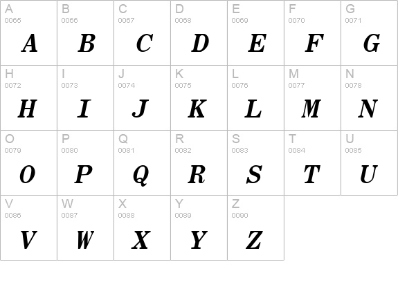 RomanFixedWidth Bold Italic uppercase A-Z preview