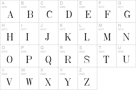 RomanT uppercase A-Z preview