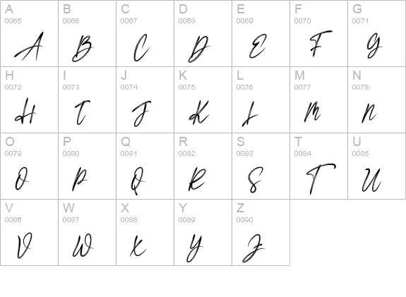Romantic Story uppercase A-Z preview